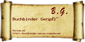 Buchbinder Gergő névjegykártya